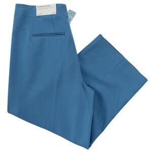 NWT Ann Taylor Petite 6P Wide Leg Crop Pants High Rise Blue Dress Trousers